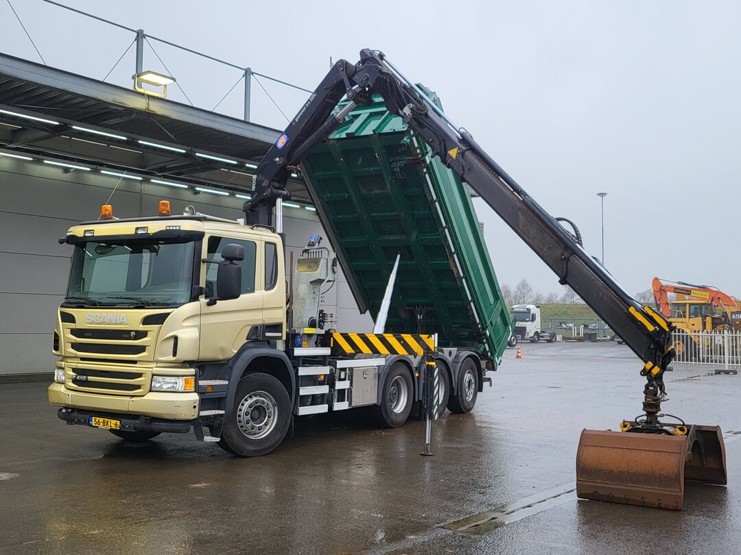 Scania P410 Tipper HMF 1800K3 Crane HSW 2-side tipper Lift+Steering axle – foto 7 – kavel bij BAS World Auctions, Veghel