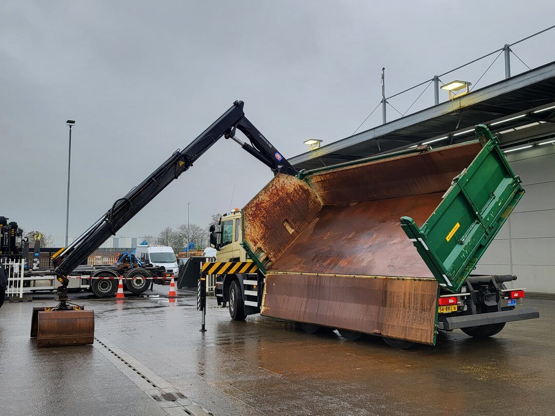 Scania P410 Tipper HMF 1800K3 Crane HSW 2-side tipper Lift+Steering axle – foto 6 – kavel bij BAS World Auctions, Veghel