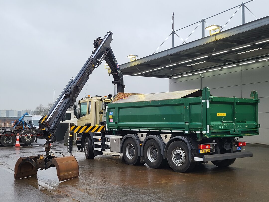 Scania P410 Tipper HMF 1800K3 Crane HSW 2-side tipper Lift+Steering axle – foto 5 – kavel bij BAS World Auctions, Veghel